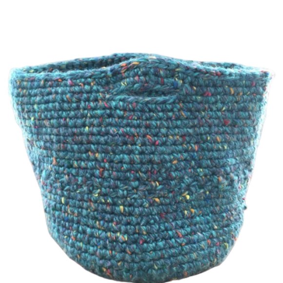 MT Other - Handmade Crochet Basket Small, White and Black